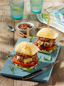 Barbecue burger with tomatoes and cheese