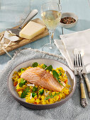 Salmon on nettle risotto