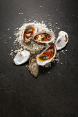 Pochierte Austern mit Tomate und Knoblauch