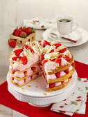 Cream puff cake with strawberry cream