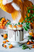 Clementine buttercream cake with baked cheesecake layer