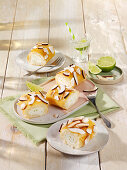 Lime and yogurt rolls with coconut chips