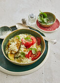 ucchini risotto with San Marzano tomato salad