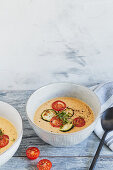 Zucchini and tomato gazpacho with dill