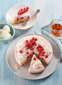 Blackcurrant cake with white chocolate and meringue crumbs