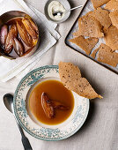 French onion soup with cognac and sourdough crackers