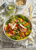 Thai chicken salad with mango and peaches