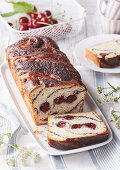 Sweet poppy seed bread with cherries