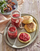 Plum chutney and English muffins