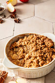 Apple crumble with oat flakes
