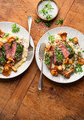 Steak with risotto and chanterelles