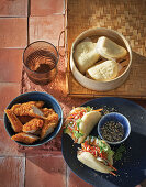 Classic bao buns and Asian-style chicken bao