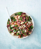 Low-calorie kidney bean and pasta salad with kale