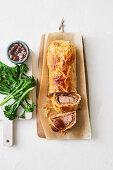 Beef Wellington cooked in the hot air fryer