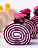 Blackberry lollipop rolls with tonka bean