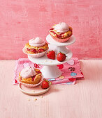 Strawberry cupcakes with cream cheese topping