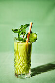 Green smoothie with cucumber and mint