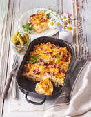 Pasta casserole with smoked meat
