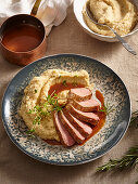 Grilled duck breast with celeriac puree