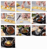 Prepare ravioli with egg yolk filling