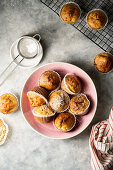 Apple muffins with icing sugar