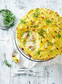 Creamy prawn and fish pie