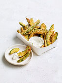 Avocado fries with lime dip