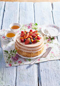 Summer sangria cake with fresh fruit