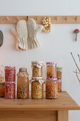 Various preserved apples in jars