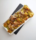 Chicken with potatoes, leek and caramelised shallots