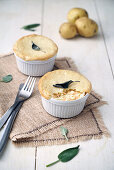 Salmon and potato pie with ricotta and pastry topping