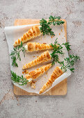Stuffed puff pastry carrots for Easter