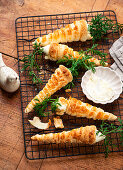 Stuffed puff pastry carrots for Easter