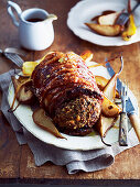 Roast pork with chestnuts and pancetta