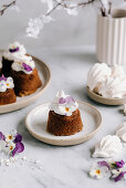 Chocolate cupcakes with edible pansies