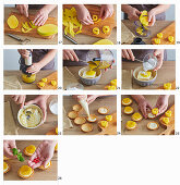 Prepare mango and rose tartlets with cream cheese