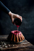 Cupcakes topped with raspberry icing