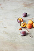 Fresh plums and apricots