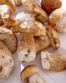 Raw, cleaned porcini mushrooms