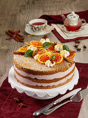 Christmas spiced orange cake with blood orange cream