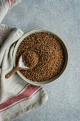 Raw buckwheat in a bowl