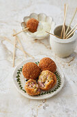 Crispy fried olives with anchovy mayonnaise