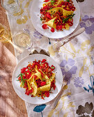 Deconstructed lasagne with cherry tomato ragout