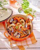 Portuguese rice pot with seafood