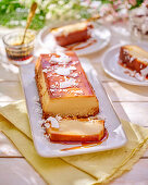 Coconut flan with caramel syrup