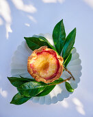 Peach tartlets on a plate