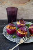 Red onions with salsiccia parmesan filling