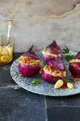 Red onions with salsiccia parmesan filling