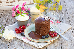 Chocolate and nut soufflé