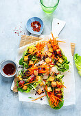 Lettuce wraps with tofu and vegetables